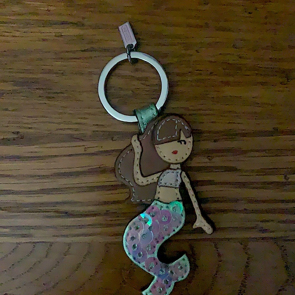 COACH Leather Mermaid Key Chain Key Fob RARE